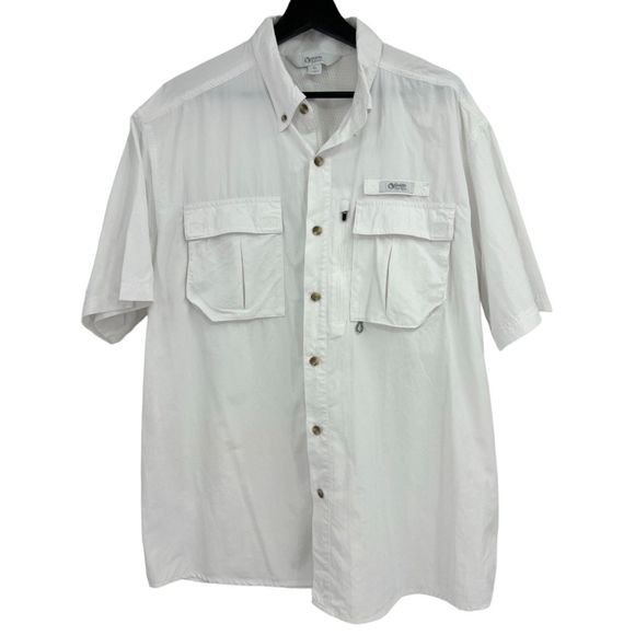 Men's White Guide Series Shirt Button Front Short Sleeve Size XL - Picture 1 of 8